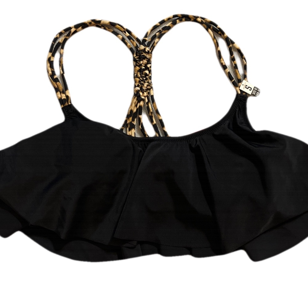 PINK black and leopard bathing suit top